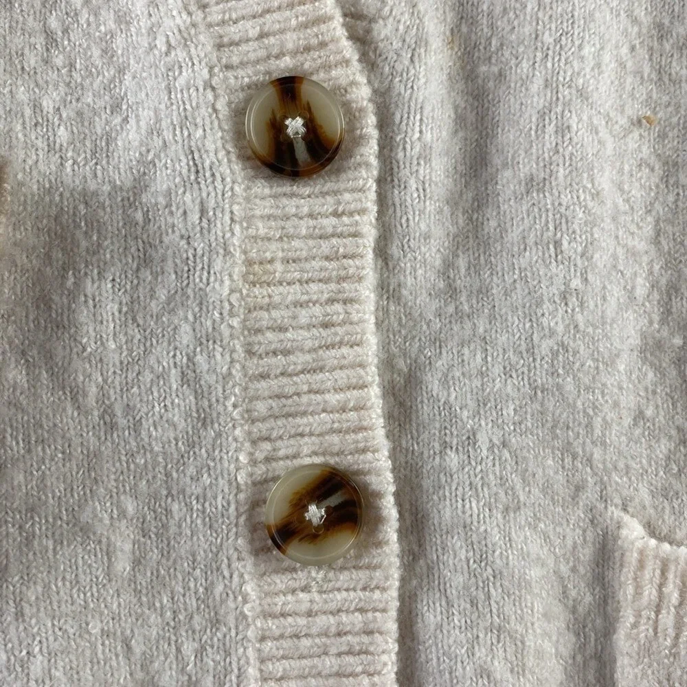 Madewell Womens Colorblock Wool‎ Blend Cardigan Sweater Cream Tan Brown AC796 XS